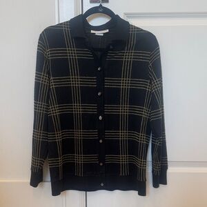 Vintage Cathy Daniels Black and Gold Checkered Cardigan